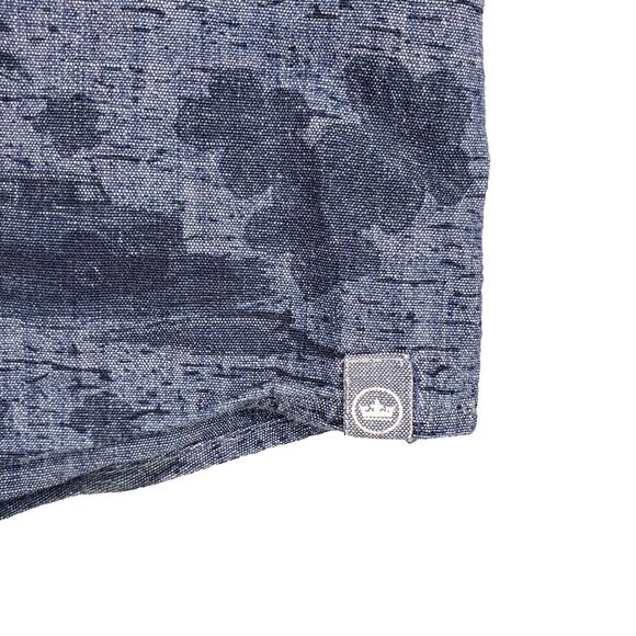 Peter Millar Sea Lore Chambray Hawaiian Shirt Mens Large Blue Tropical Stretch - Picture 3 of 8